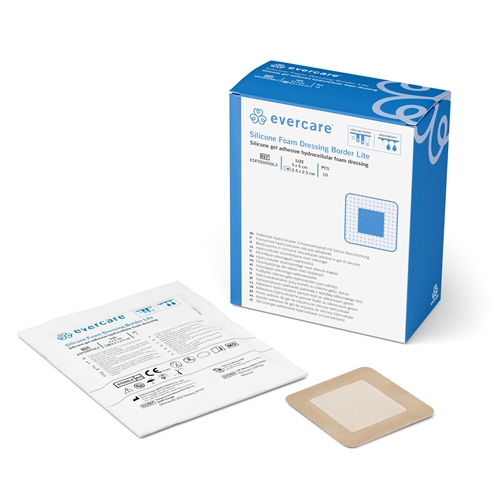 Dünner Silikon-Schaumverband Evercare Foam - 5x5 cm Border Lite - 10 St.