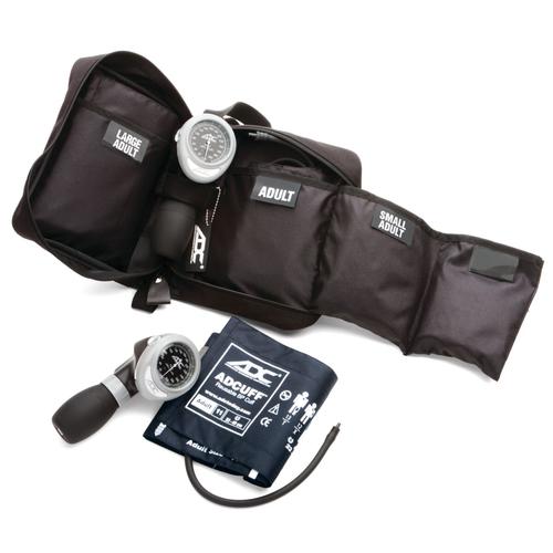 ADC Multikuf 731 EMT-Set mit 3 Manschetten und tragbarem 804 Palm-Aneroid-Blutdruckmessgerät marineblau
