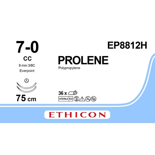 Sutur Prolene 7-0 EP8812H – 75cm blå nål CC/CC175-8 – 36 st