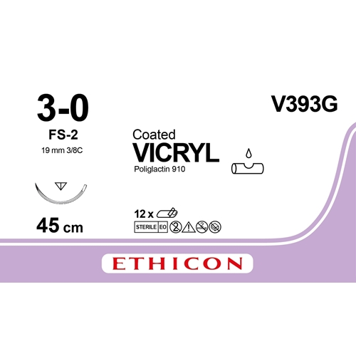 Vicryl Nahtmaterial 3-0 V393G - 45 cm Nadel FS-2 Größe 18,7 - 12 Stk.