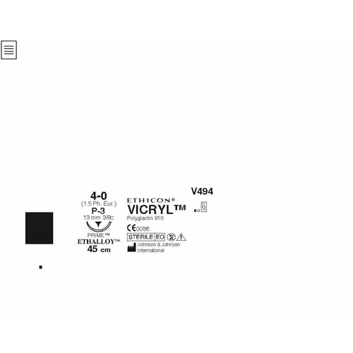 Vicryl Nahtmaterial 4-0 45 cm JK494H - 45 cm Nadel P3 Gr. 12 9 transparent t - 36 St.
