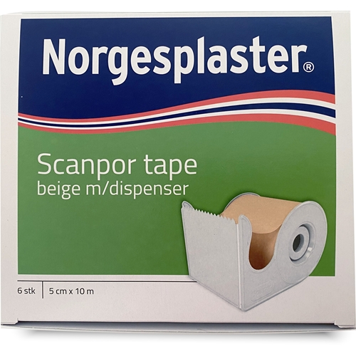 Hæfteplaster Scanpor - 5 cm x 10 m beige holder - 6 stk.