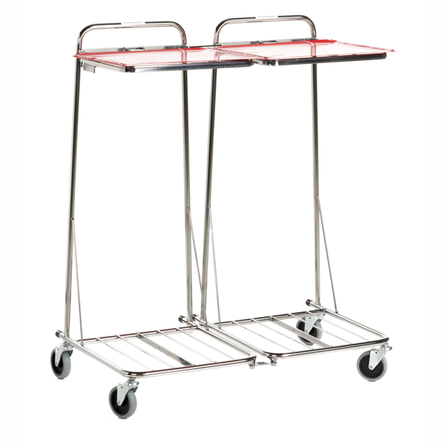 Bag holder 2x125 l, 4 wheels, plastic lid, side-by-side