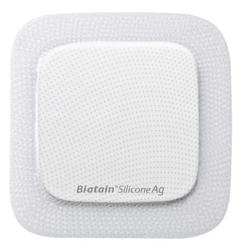 Hopeaa sisältävä silikonivaahtosidos Biatain B Ag - 12,5x12,5 cm Border - 5 kpl