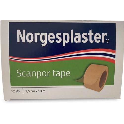 Hæfteplaster Scanpor - 2,5 cm x 10 m beige - 12 stk.