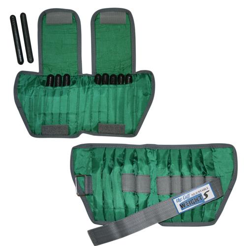 Adjustable ankle weight - 5 lb (10 x 0.5 lb inserts), green, 2x | Alternative to dumbbells