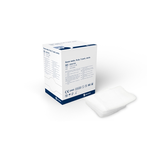 Harsotaitos 8-kerroksinen 5 kpl Selefa - 7,5x7,5 cm steriili - 125 kpl