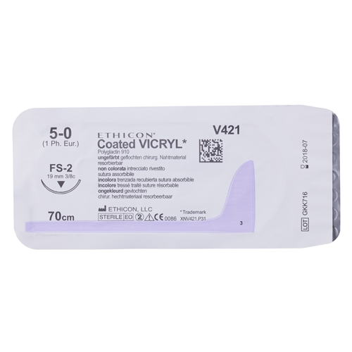 Sutur Vicryl 5-0 V421H - 70 cm nål FS-2S - 36 stk.