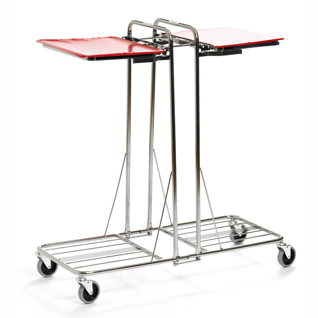 Bag holder 2x125 l, 4 wheels, with plastic lid, back-to-back