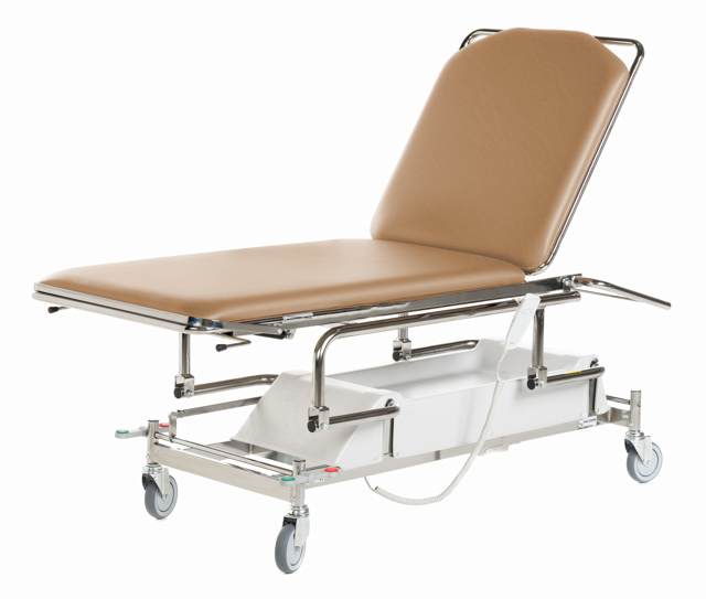 2-teilige elektrische Untersuchungsliege mit zentral feststellbaren Rollen - Beige 583