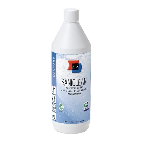 Saniclean PLS Sanitär- und WC-Reiniger - 1L parfümiert pH=10,5/8,5 Svanen