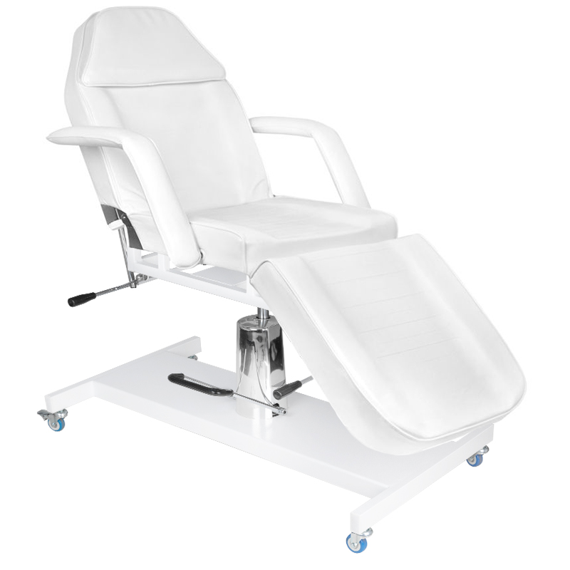 Fotel kosmetyczny hydrauliczny Basic 210 biały na kółkach