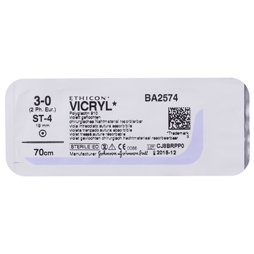 Vicryl Nahtmaterial 3-0 BA2574H - 70 cm Nadel ST-4 - 36 St.