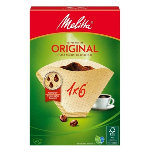 Kaffefilter 1x6 Melitta - Svanemærket ubleget - 40 stk.