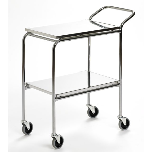 Serveringsvagn 2-plan rostfria skivor 60×40 cm