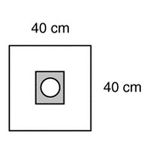 Hålduk häftande Steri-Drape – 40x40cm hål 6,3cm – 10 st