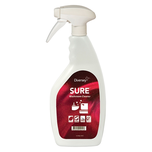Suihkepullo SURE Washroom Cleaner -puhdistusaineelle - 750 ml valkoinen - 6 kpl