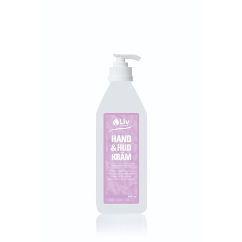 LIV hånd- og hudcreme - 600 ml med pumpe uparfumeret
