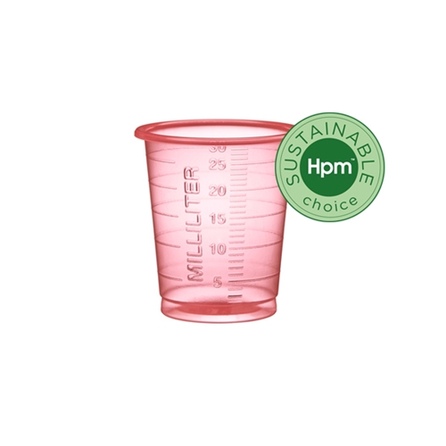 Medicinbägare plast Eco+ – 30ml smal röd – 90 st