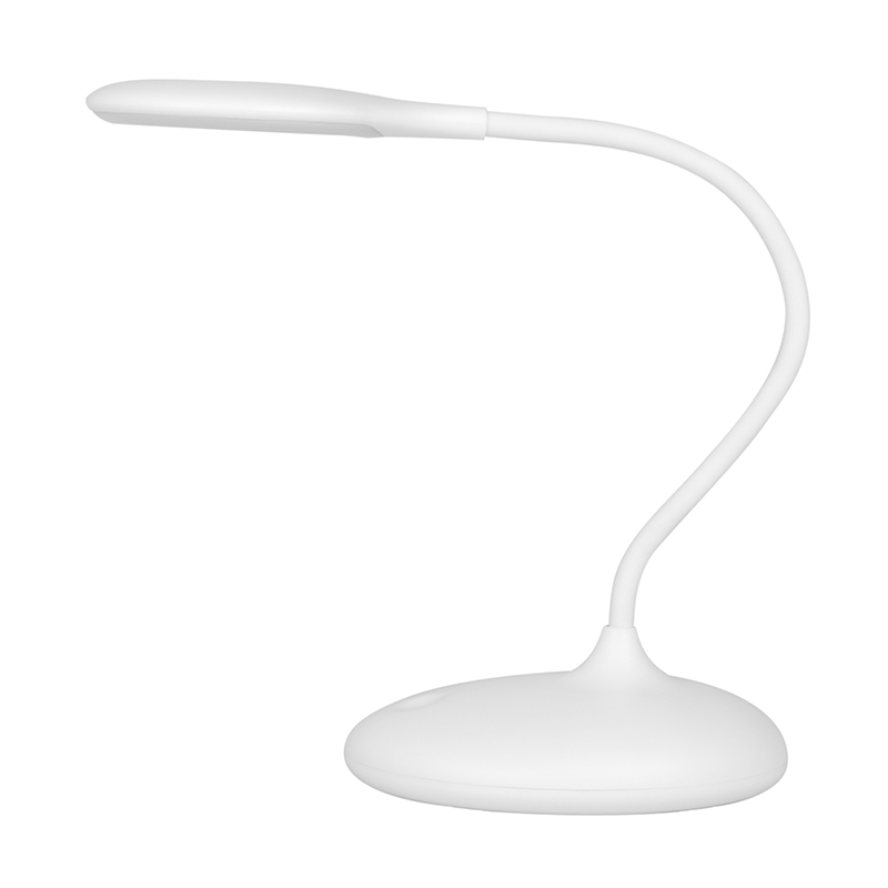 Biała pierścieniowa lampa LED w kształcie węża na biurko