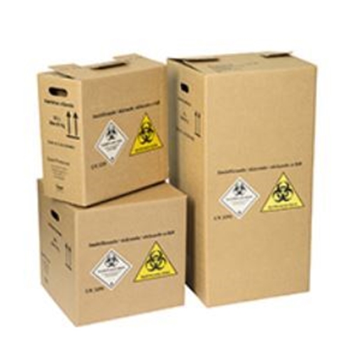 Affaldssækkekarton til risikoaffald - 55L 377x377x377mm uden sæk