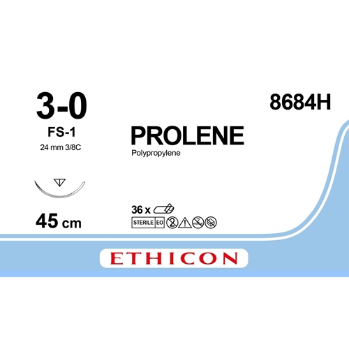 Prolene-ommel 3-0 8684H - 45 cm neula FS-1 - 36 kpl