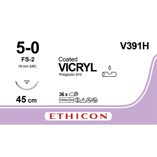 Nić chirurgiczna Vicryl 5-0 V391H - 45 cm igła FS-2 - 36 szt.