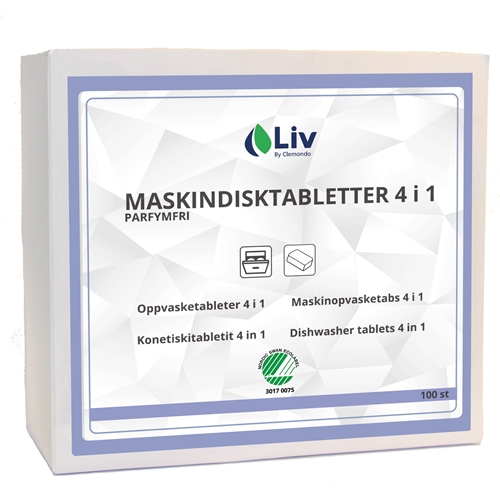 Maskinopvasketabletter Liv Tabs - 100 stk./pakke 4-i-1 Svanemærket - 100 stk.