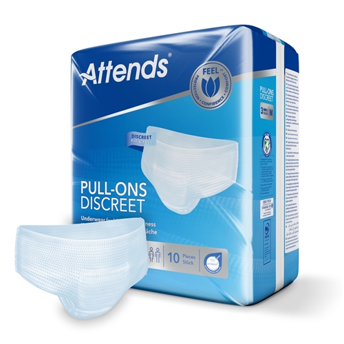Alt-i-én inkontinensbukse - Attends Pull-ons 3 Discreet M - 60 stk.