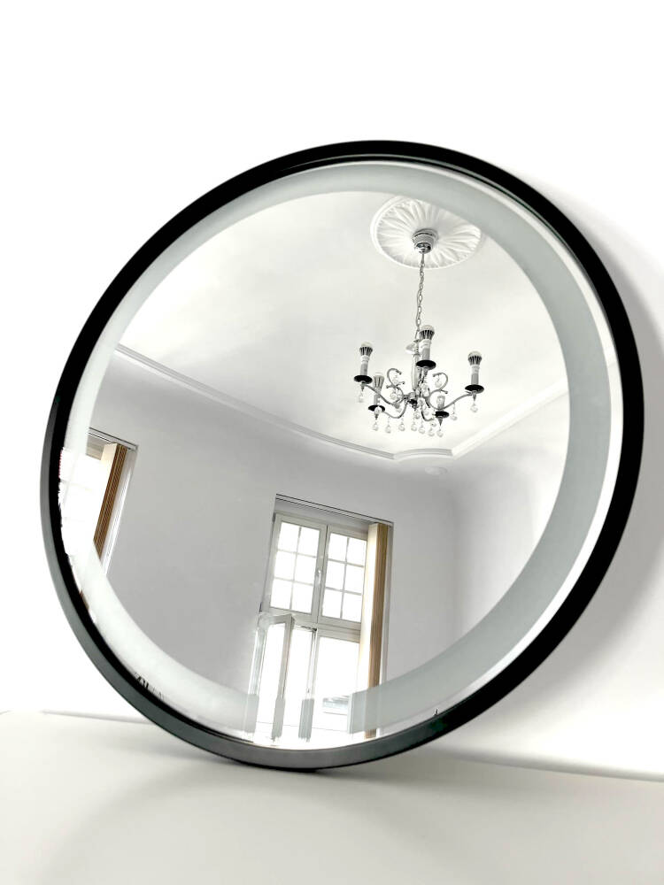 Bathroom wall mirror faneco skandi led black 800 x 800 mm