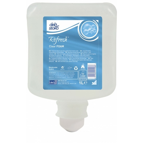 Skumsæbe Deb Clear Foam - 1000 ml uparfumeret EU-Ecolabel - 6 stk