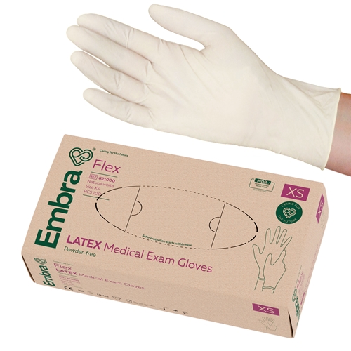 Latexhandsker Embra PF - XS FLEX AQL 1 5 - 100 stk.