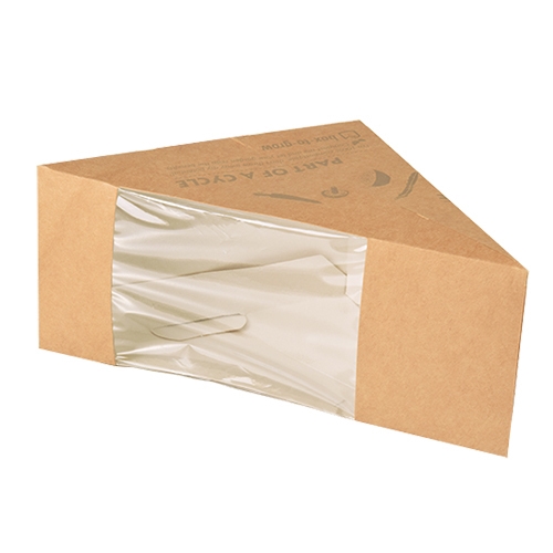 Food container Sandwich box brown - 12.3x12.3x8.2cm cardboard with PLA - 50 pcs