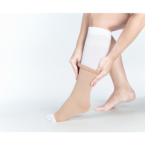 Kompressiosukat haavanhoitoon Actico UlcerSys - L pitkä 1 beige + 2 valkoista