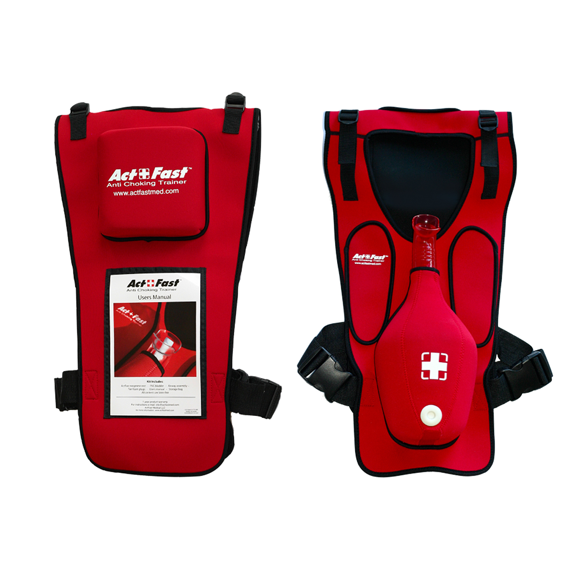 Act+Fast Rescue Choking Vest - Röd, med ryggslag (Vuxna)