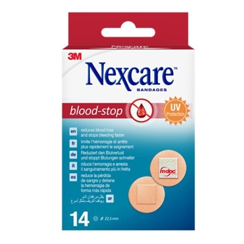 Nexcare Blood-Stop plaster - 14/pakke 22x22mm beige - 14 stk
