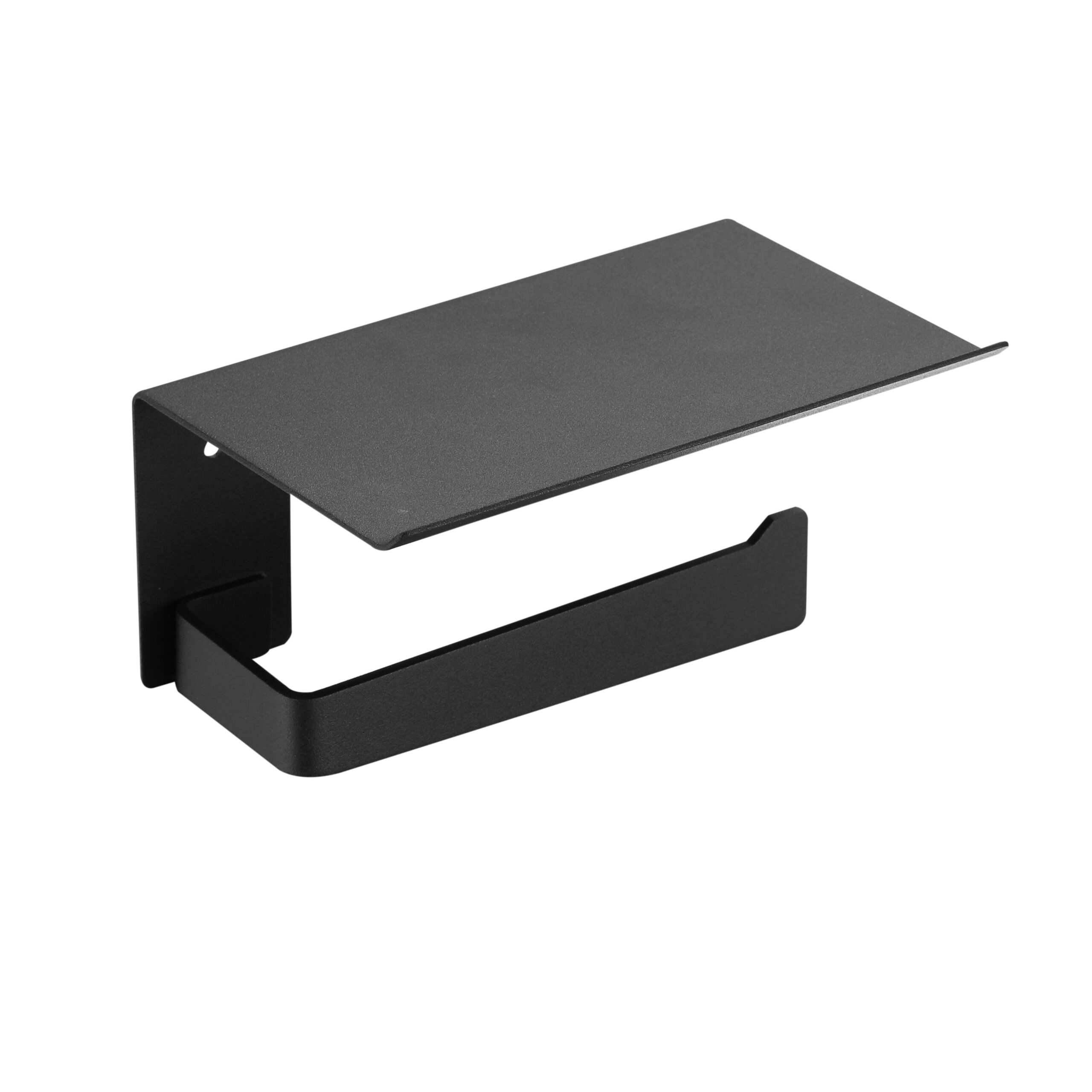 Toiletpapirholder med hylde - matsort finish - AI2003B