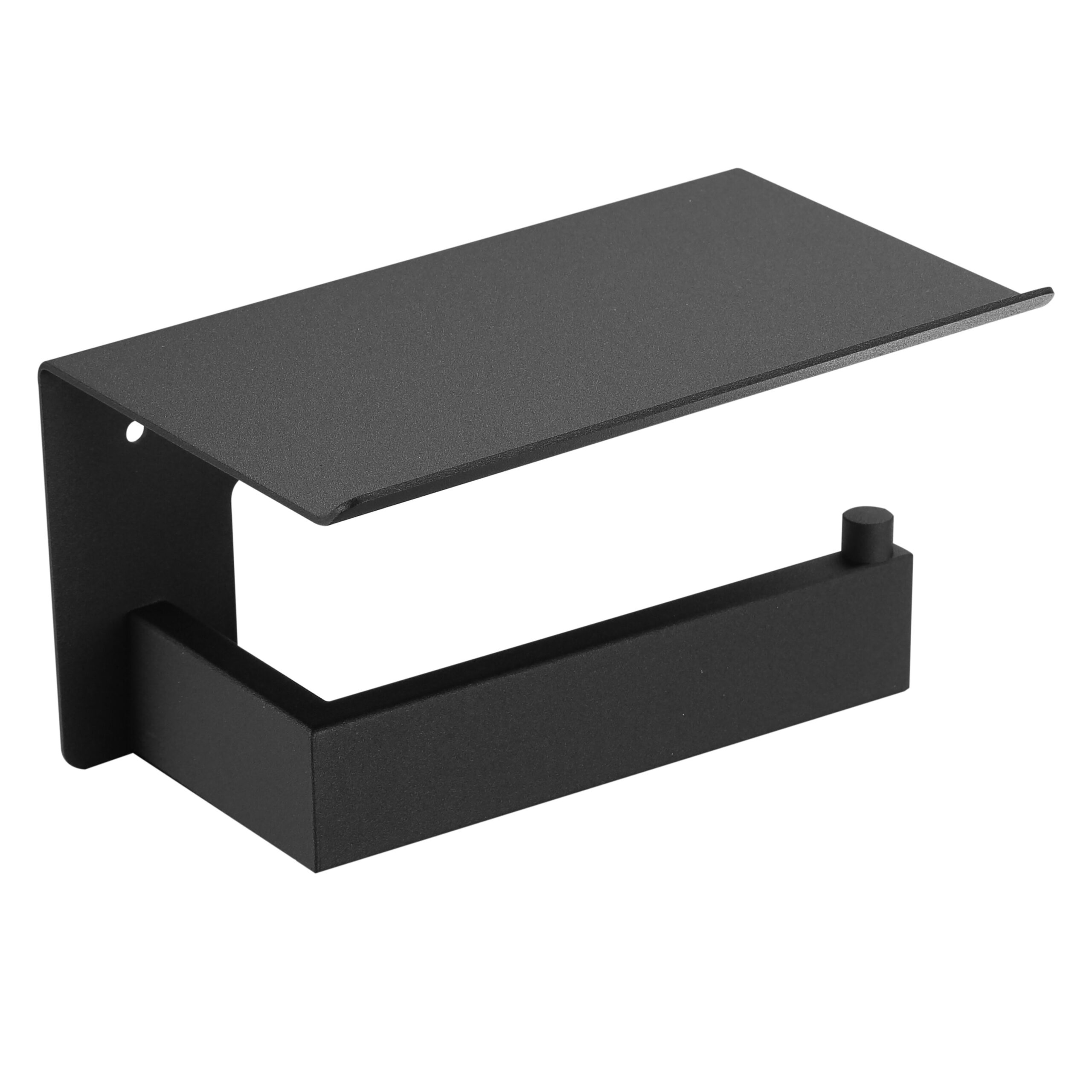 Toiletpapirholder med hylde - matsort finish - AI2005B