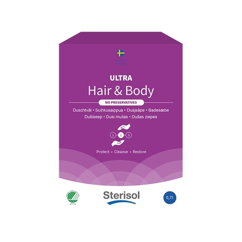 Nestesaippua Sterisol Ultra Hair & Body - 700 ml hajustettu - 12 kpl