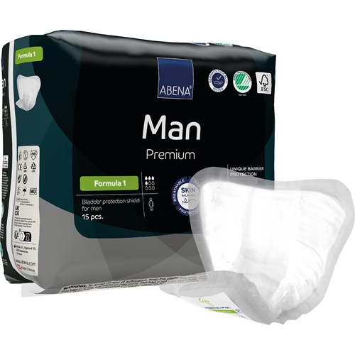 Wkładki inkontynencyjne dla mężczyzn do mocowania w bieliźnie - ABENA Man Premium Formula 1 - 180 szt.