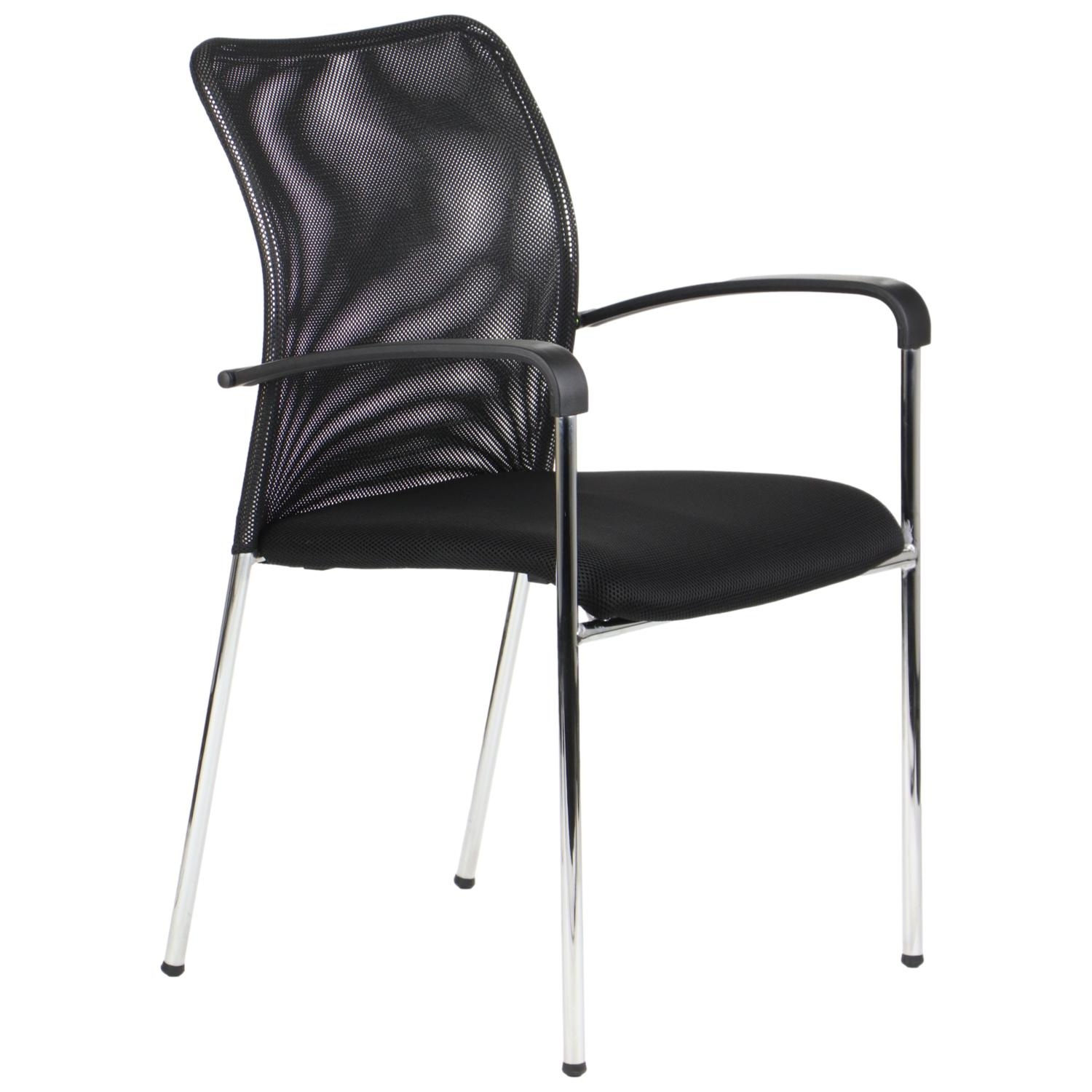 Moderne konferencestol med kromstel og mesh-ryglæn - HN-7501