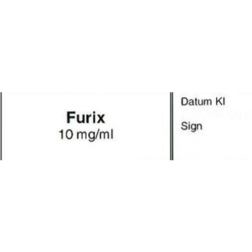 Sprøjteetiket Furix 10 mg/ml - 12x50 mm hvid med sort tekst - 500 stk