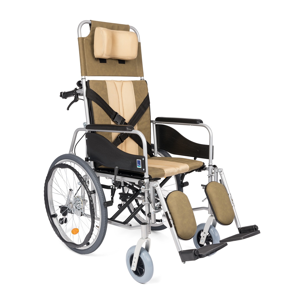 Folding aluminium wheelchair - For people with neurological disease - Brown/beige - 43 cm