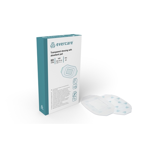 Opatrunek foliowy z wkładem chłonnym evercare - 10x12cm (wkład 4,5x6cm) ramka - 25 szt.