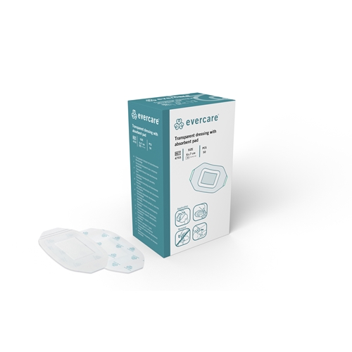 Opatrunek foliowy z wkładem evercare - 6x7cm (wkład 3x4cm) ramka - 50 szt.