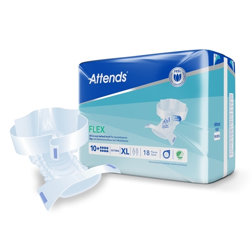 Alt-i-ét inkontinensbeskyttelse med bælte - Attends Flex 10+ Ultima XL - 54 stk.