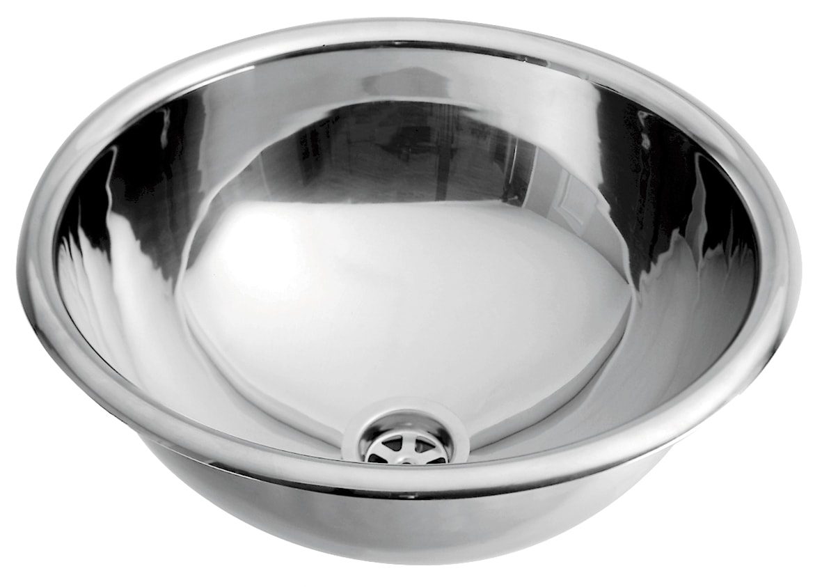 Built-in washbasin - Ø305 without overflow - Stainless steel - Bright - Inner: Ø 315 mm - Outer: Ø 355mm - Depth: 130mm