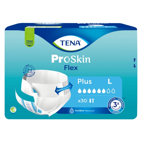 Alt-i-én inkontinensbeskyttelse med bælte - TENA Flex Plus L - 90 stk