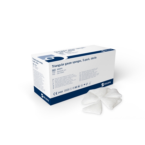 Kolmiotuppo harsokankaasta 5 kpl Selefa - 30x30x30 mm steriili - 5000 kpl