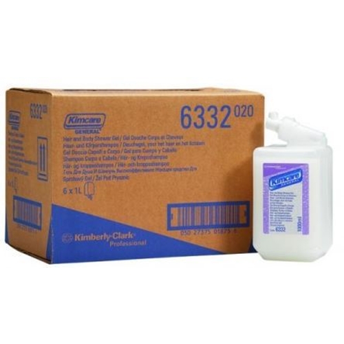 Flydende sæbe til hår og krop 6332 - 1000 ml parfumefri Kimberly-Clark - 6 stk.
